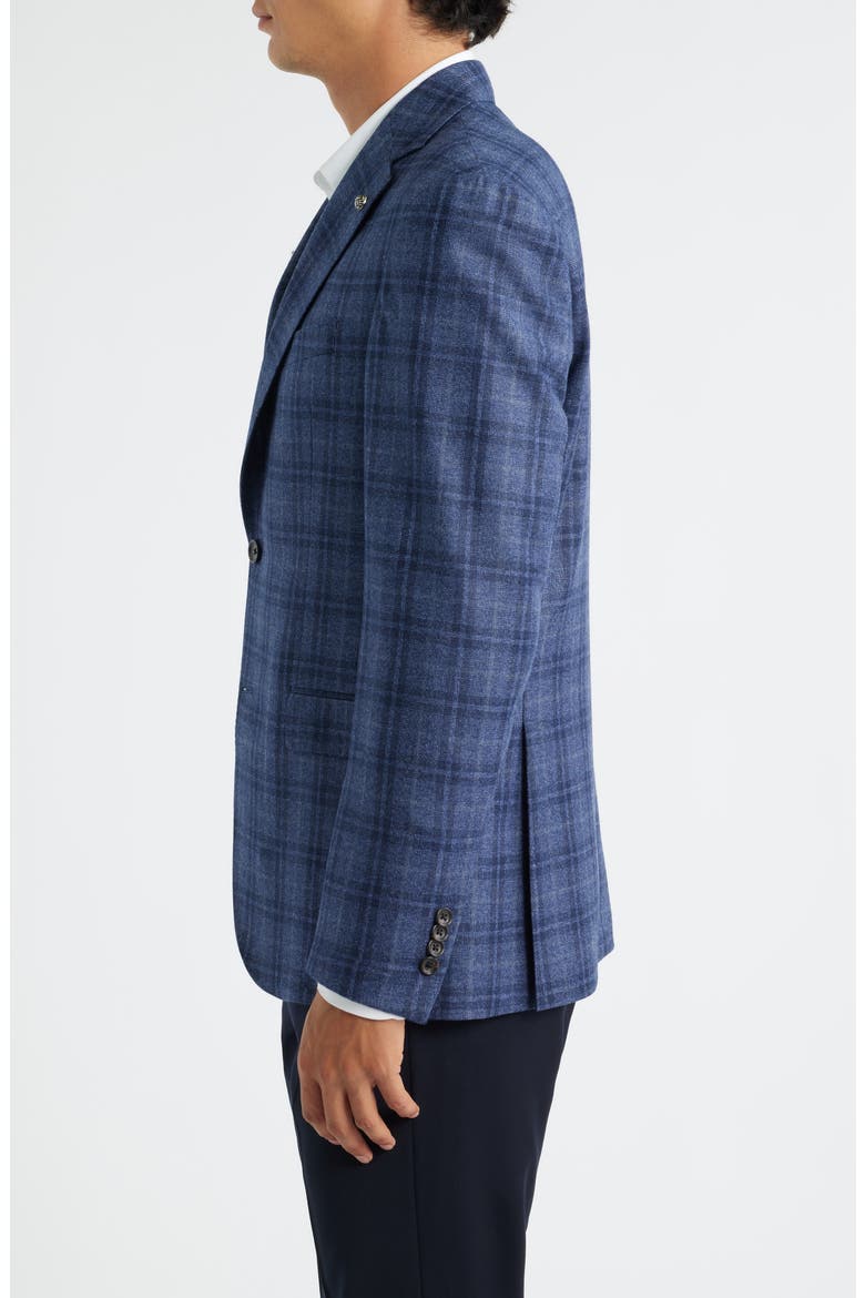 Midland Contemporary Fit Blue Plaid Wool Sport Coat, Alternate, color, MID BLUE