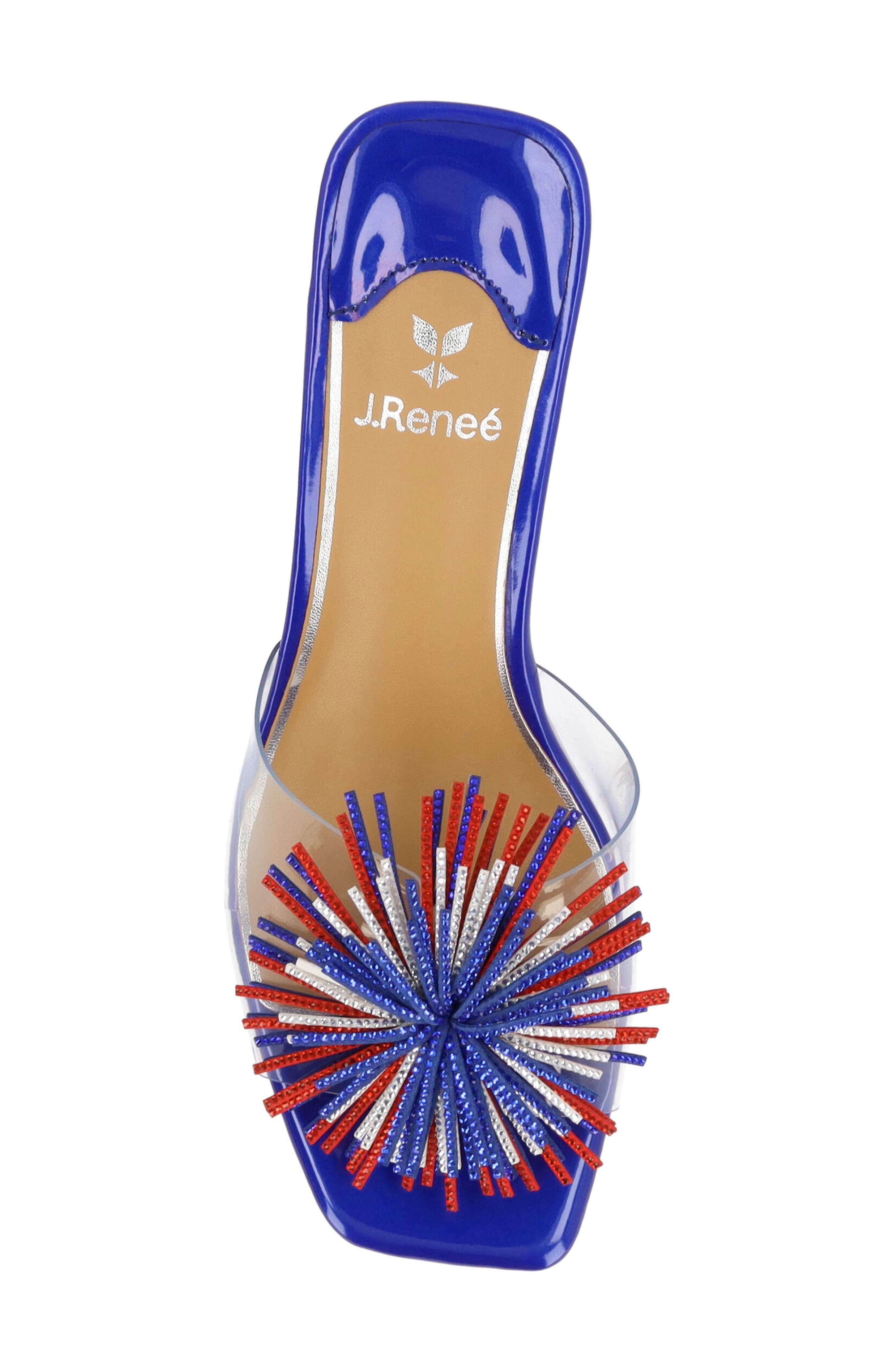 Ozara Slide Sandal, Alternate, color, CLEAR/ BLUE/ WHITE/ RED