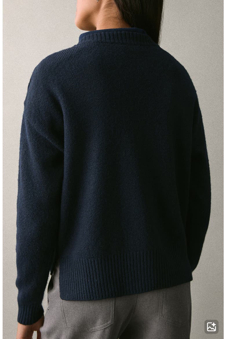 Button Shoulder Crewneck Sweater, Alternate, color, NAVY