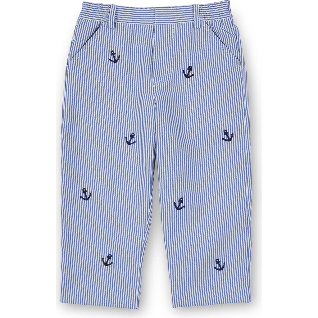 Florence Eiseman Stripe Fake Fly Pants With Anchors In Blue