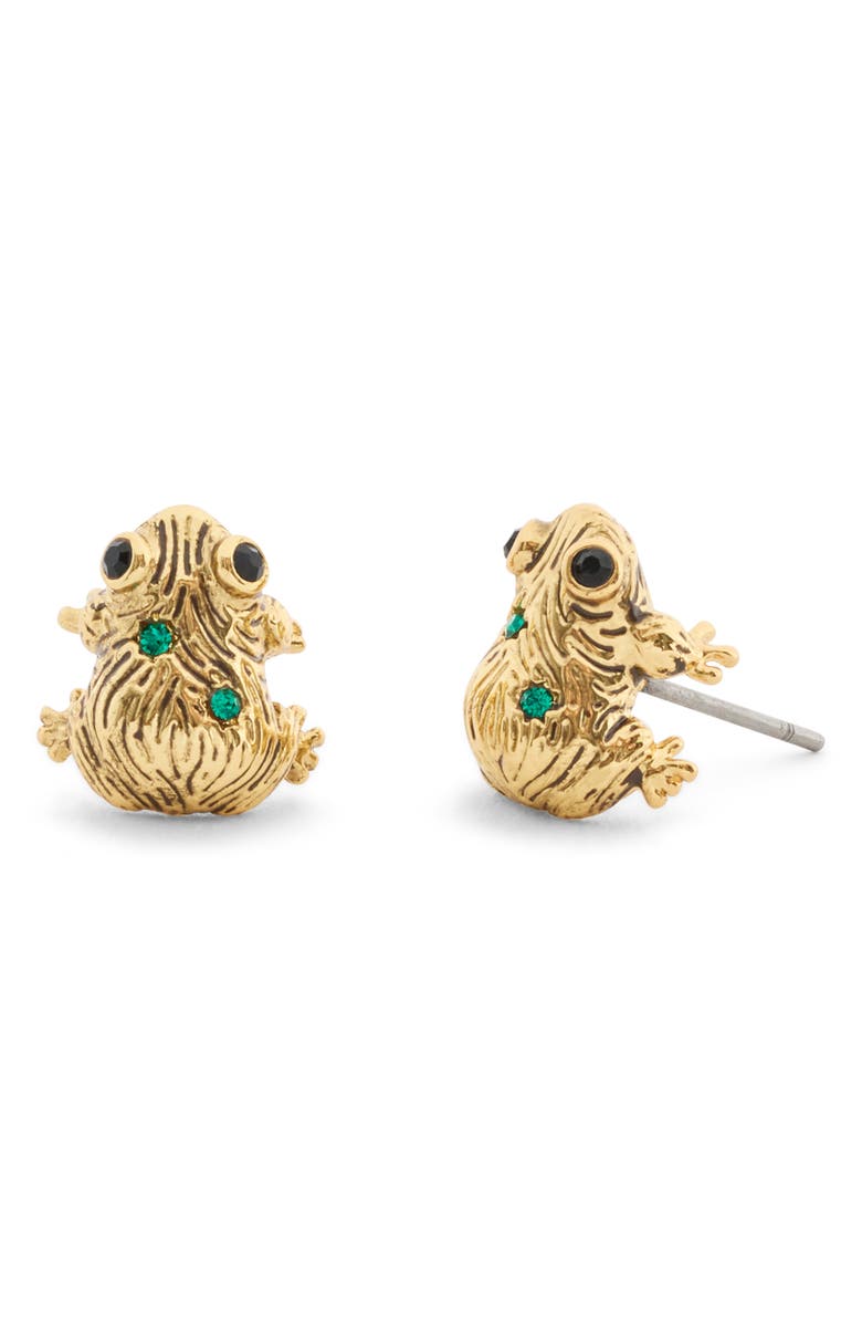 COACH Brushed Frog Stud Earrings, Main, color, Shiny Gold
