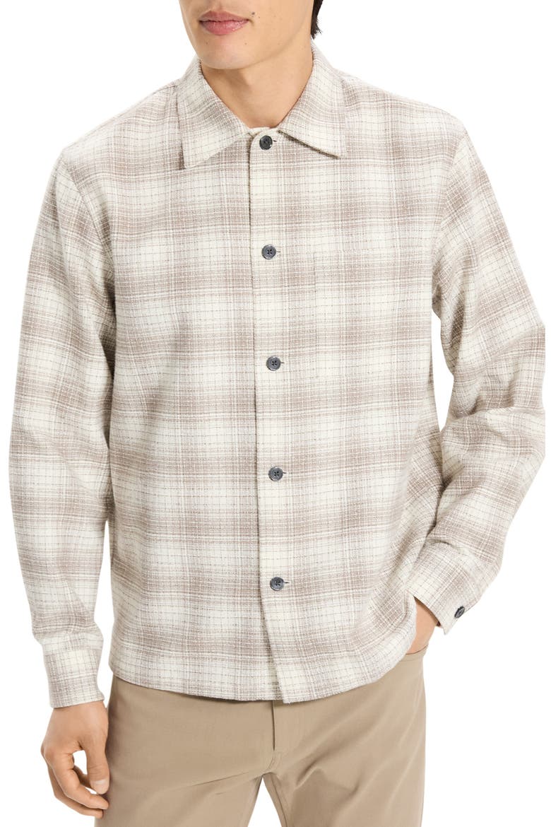 Textured Cotton Button-Up Shirt, Main, color, DUFFLE MULTI