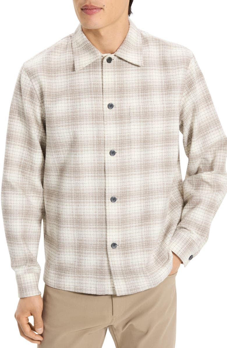 Theory Textured Cotton Button-Up Shirt, Main, color, Duffle Multi