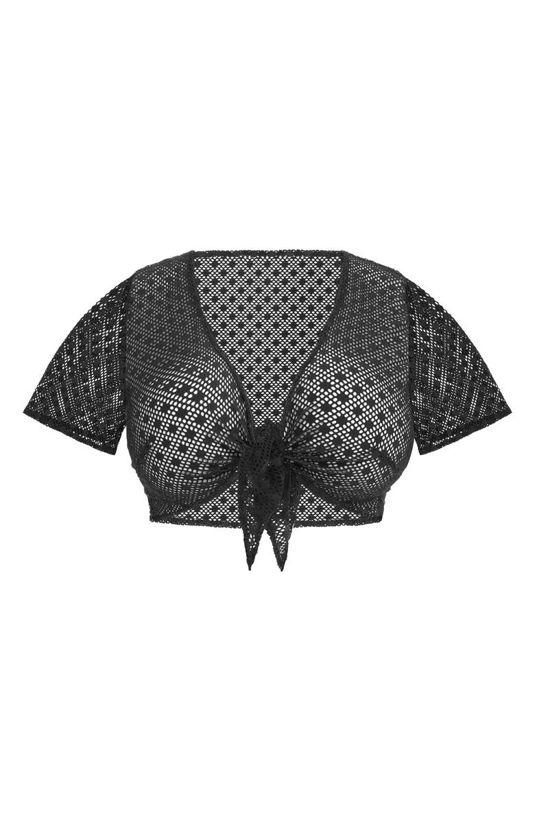 Elomi Bazarruto Tie Front Sheer Mesh Cover-Up Top, Alternate, color, 
