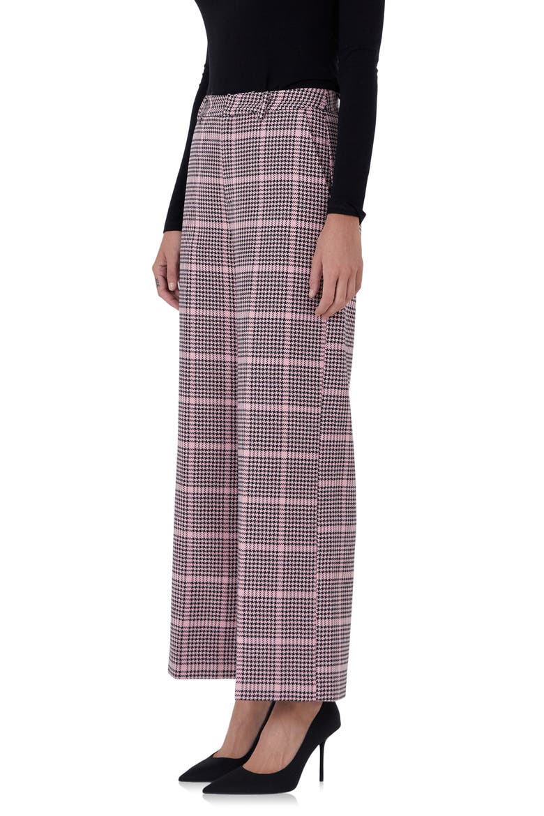 Houndstooth Check High Waist Pants, Alternate, color, PINK MULTI