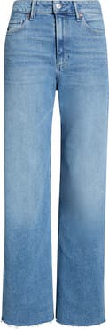 PAIGE Anessa High Waist Raw Hem Wide Leg Jeans