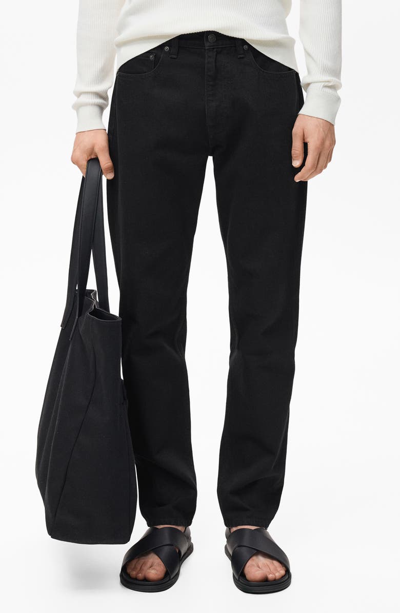 MANGO Bob Regular Fit Jeans, Main, color, Black Denim