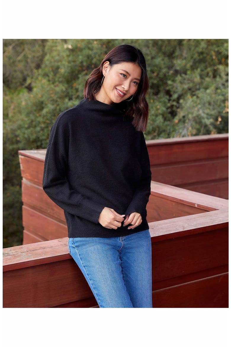 Mock Neck Sweater, Alternate, color, BLACK