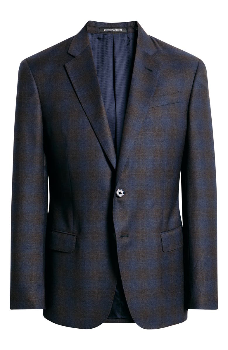 Emporio Armani G-Line Ombré Check Wool Sport Coat, Alternate, color, Brown