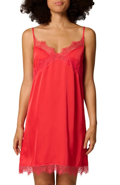 Lace Trim Satin Chemise