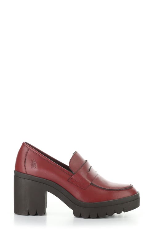 Fly London Toky Platform Penny Loafer In Burgundy