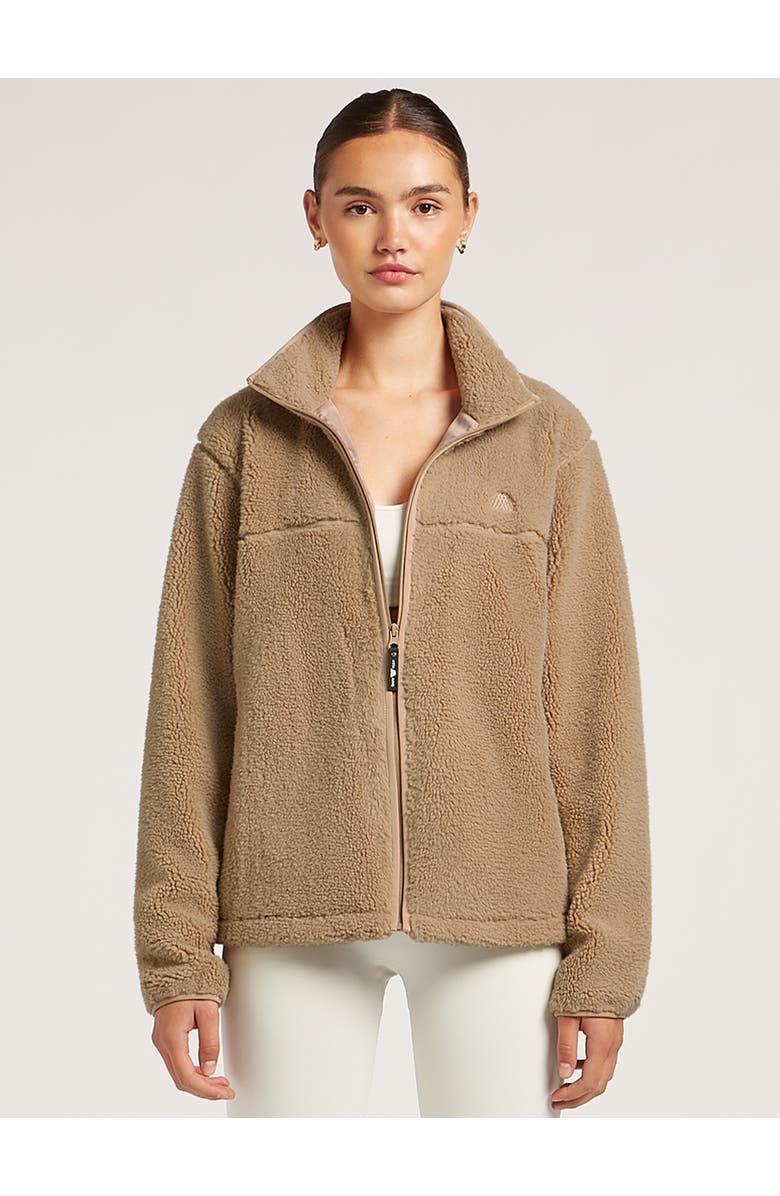 4TH ARQ Jude Long Sleeve Collared Fleece Jacket, Main, color, Tan