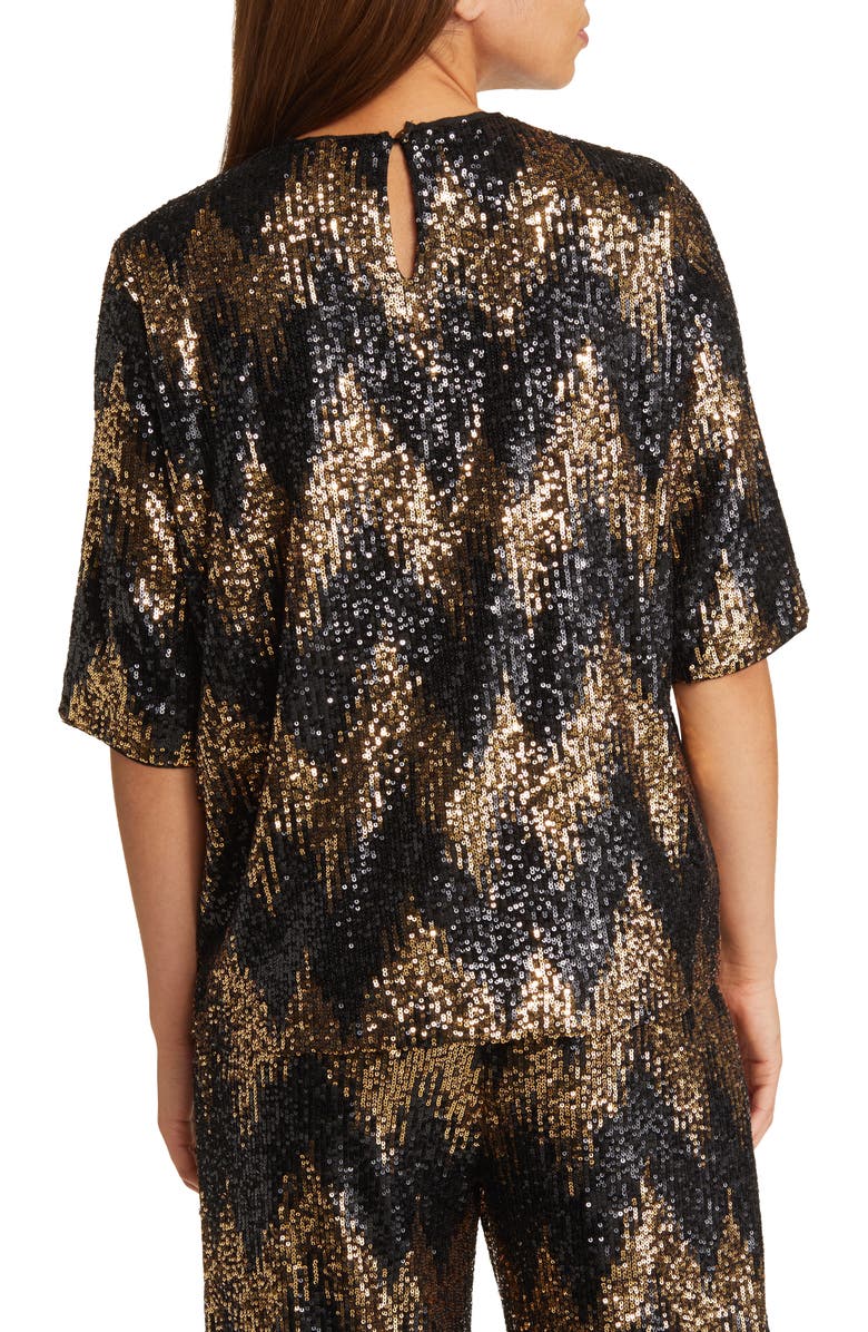 Masai Copenhagen Madaila Chevron Sequin Top, Alternate, color, Black