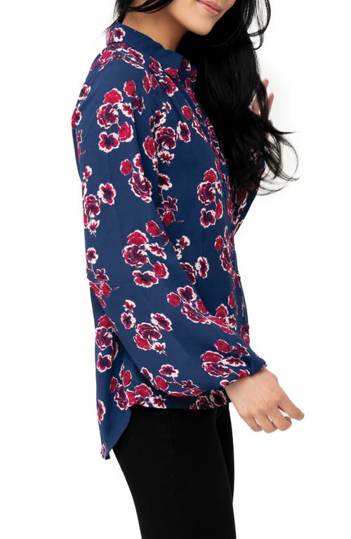 Gibsonlook Button Front Blouson Sleeve Blouse In Multi