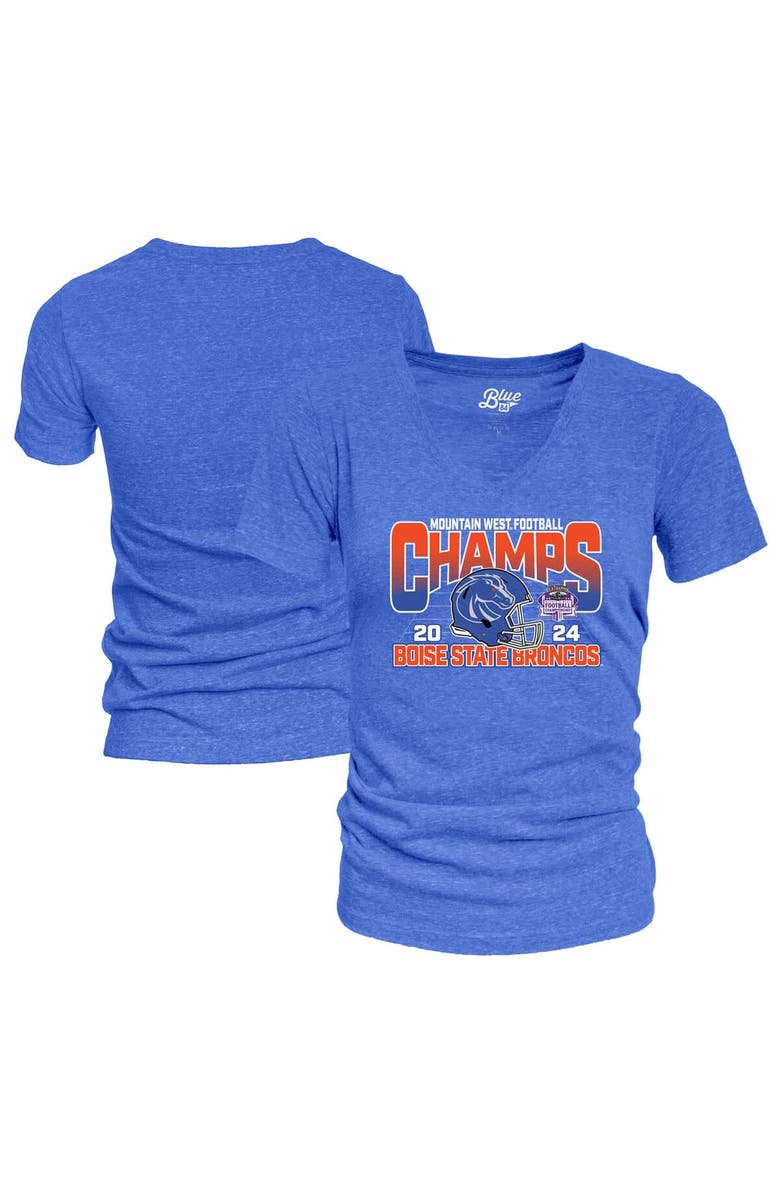 BLUE 84 Women's Blue 84 Royal Boise State Broncos 2024 Mountain West Football Conference Champions Locker Room V-Neck T-Shirt, Main, color, 