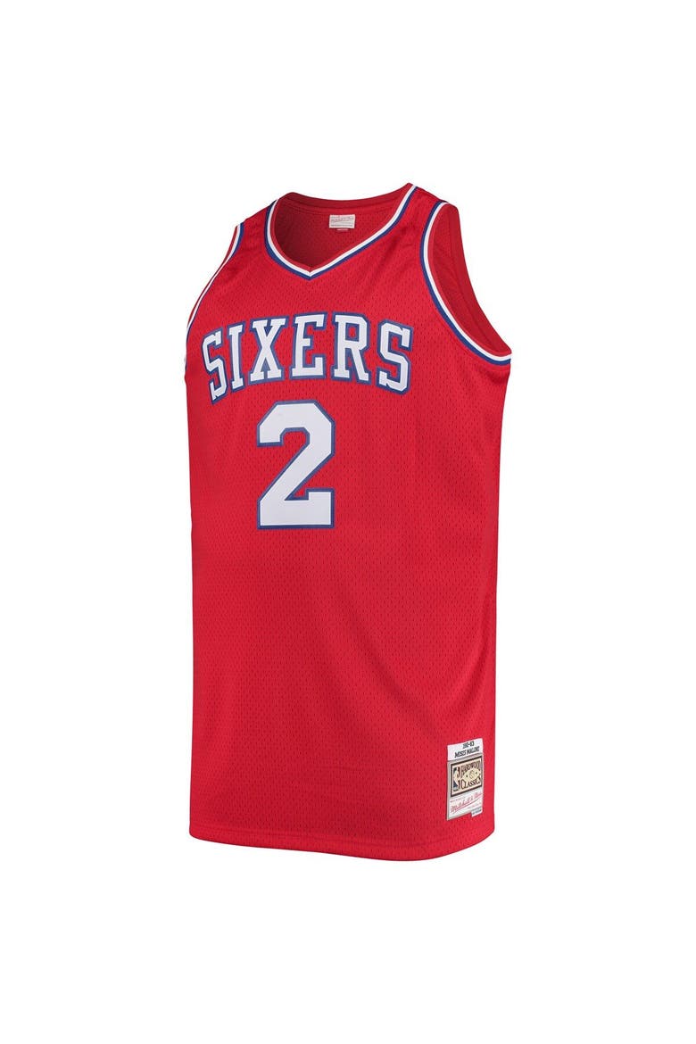 Men's Mitchell & Ness Moses Malone Red Philadelphia 76ers 1982/83 Big & Tall Hardwood Classics Swingman Jersey, Alternate, color, Red