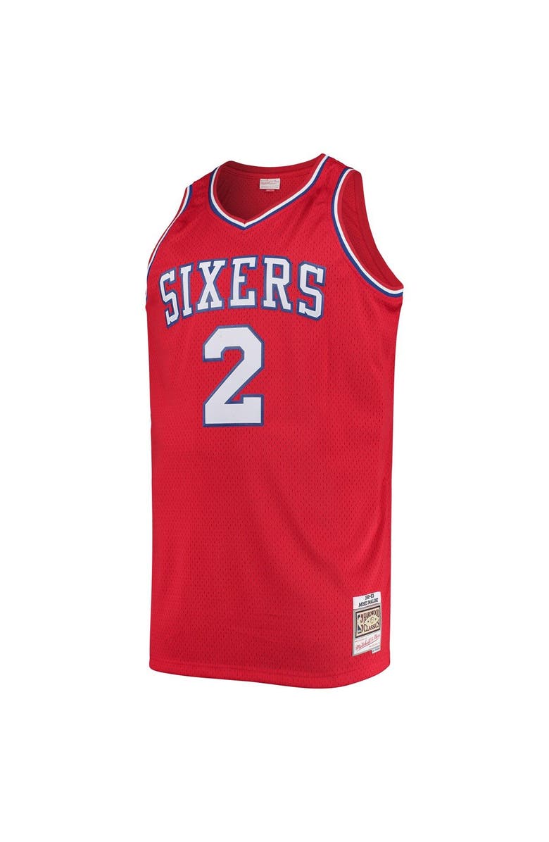 Mitchell & Ness Men's Mitchell & Ness Moses Malone Red Philadelphia 76ers 1982/83 Big & Tall Hardwood Classics Swingman Jersey, Alternate, color, Red