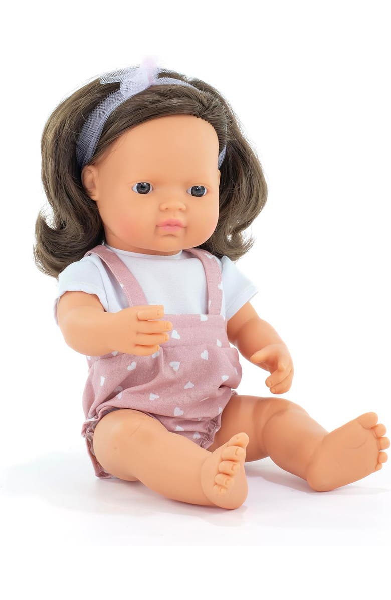Miniland My Friends and Me Collection Baby Girl Doll with Brown Hair - 15", Main, color, Beige