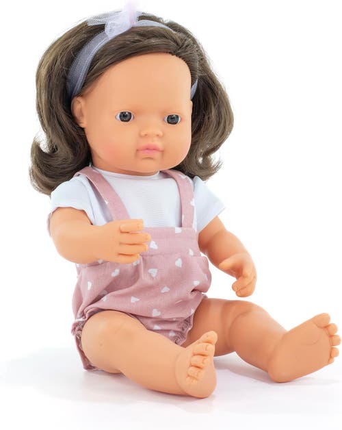 Miniland My Friends and Me Collection Baby Girl Doll with Brown Hair - 15" in Beige 