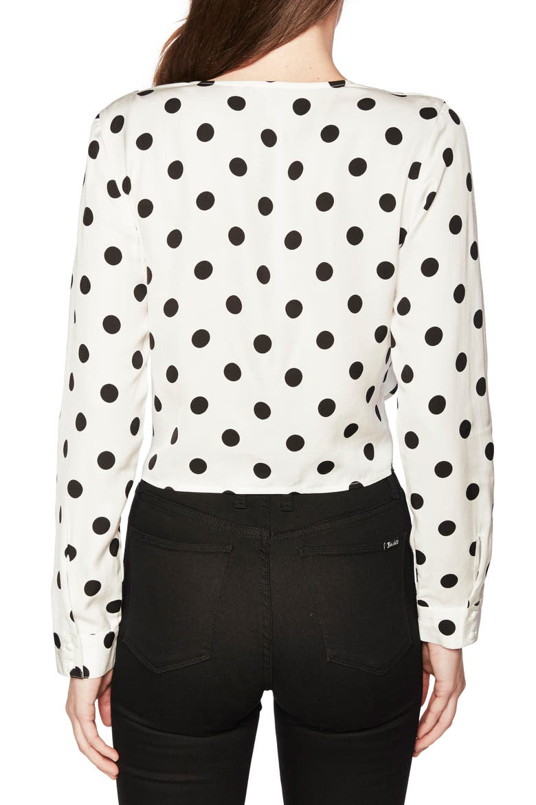 Ruffle Tie Waist Top, Alternate, color, SPOT