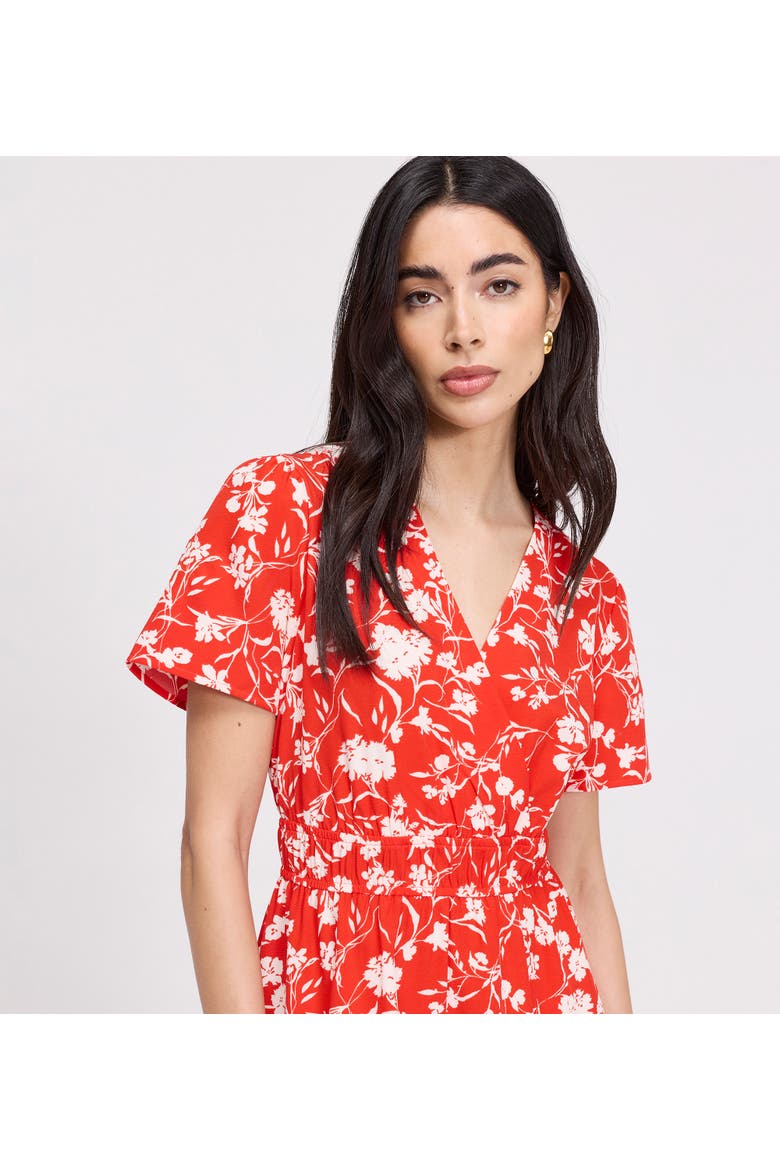 Deena Wrap Midi Dress, Alternate, color, Red Floral