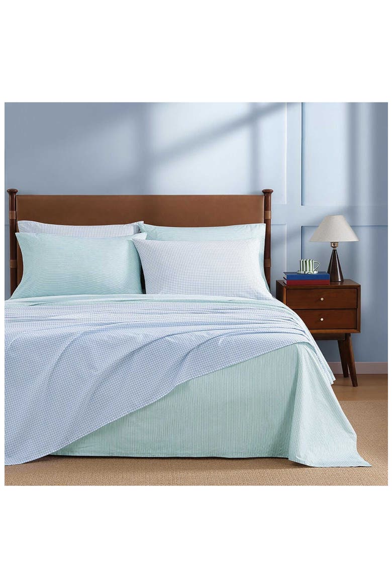 Highland Ticking Stripe Sheet Set, Alternate, color, HARBOR GREEN/ BLUE