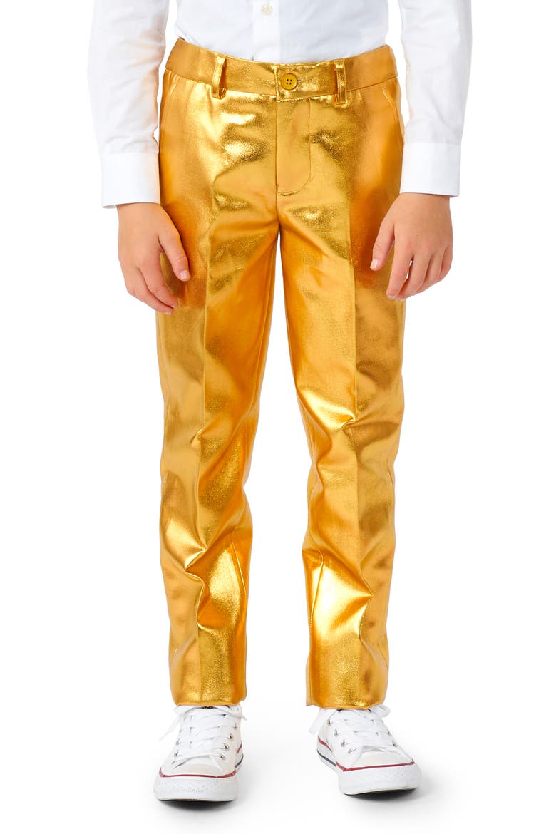 Kids' Groovy Golden Metallic Two-Piece Suit & Tie, Alternate, color, GOLD