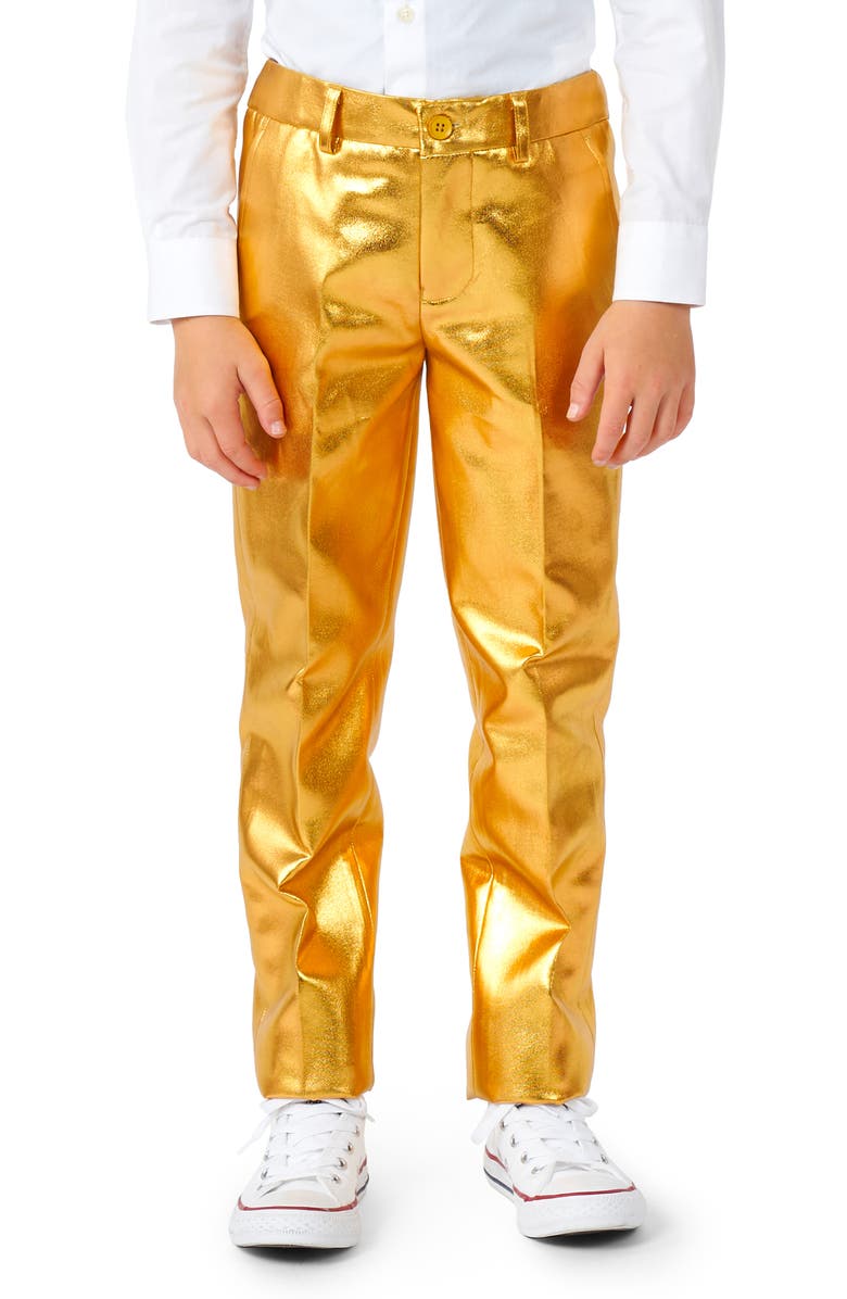 OppoSuits Kids' Groovy Golden Metallic Two-Piece Suit & Tie, Alternate, color, Gold