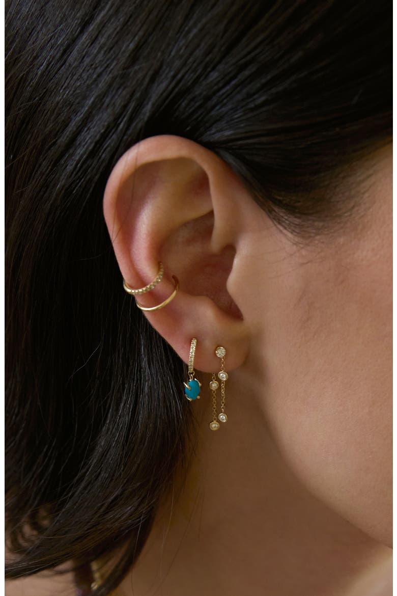 14K Gold Floating Diamond Front/Back Earrings, Alternate, color, 14K YELLOW GOLD