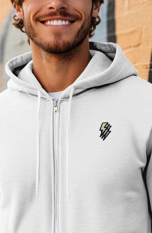 Dalix Lightning Bolt Zip Hoodie In White