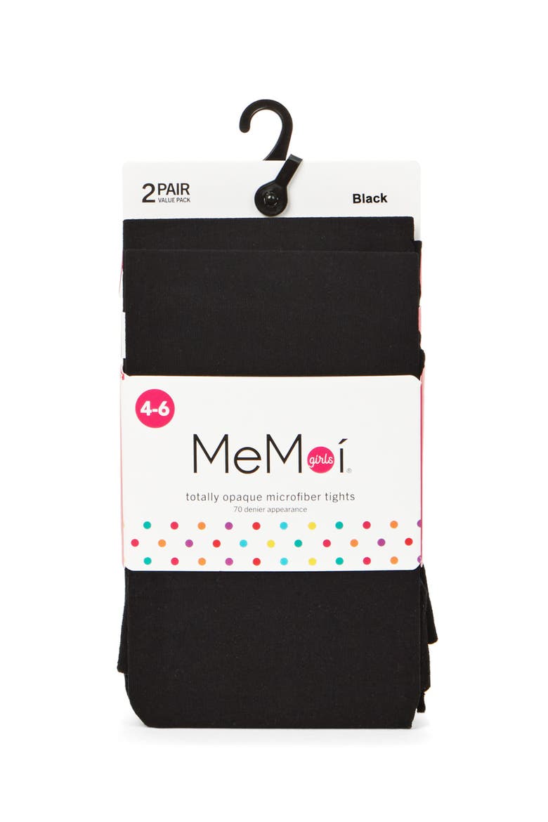 8 Pair Pack Totally Opaque Microfiber Tights, Alternate, color, Black