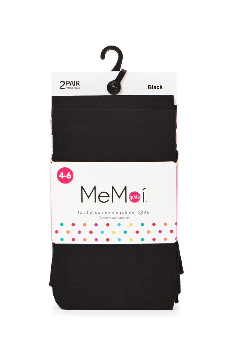 MeMoi 8 Pair Pack Totally Opaque Microfiber Tights, Alternate, color, Black