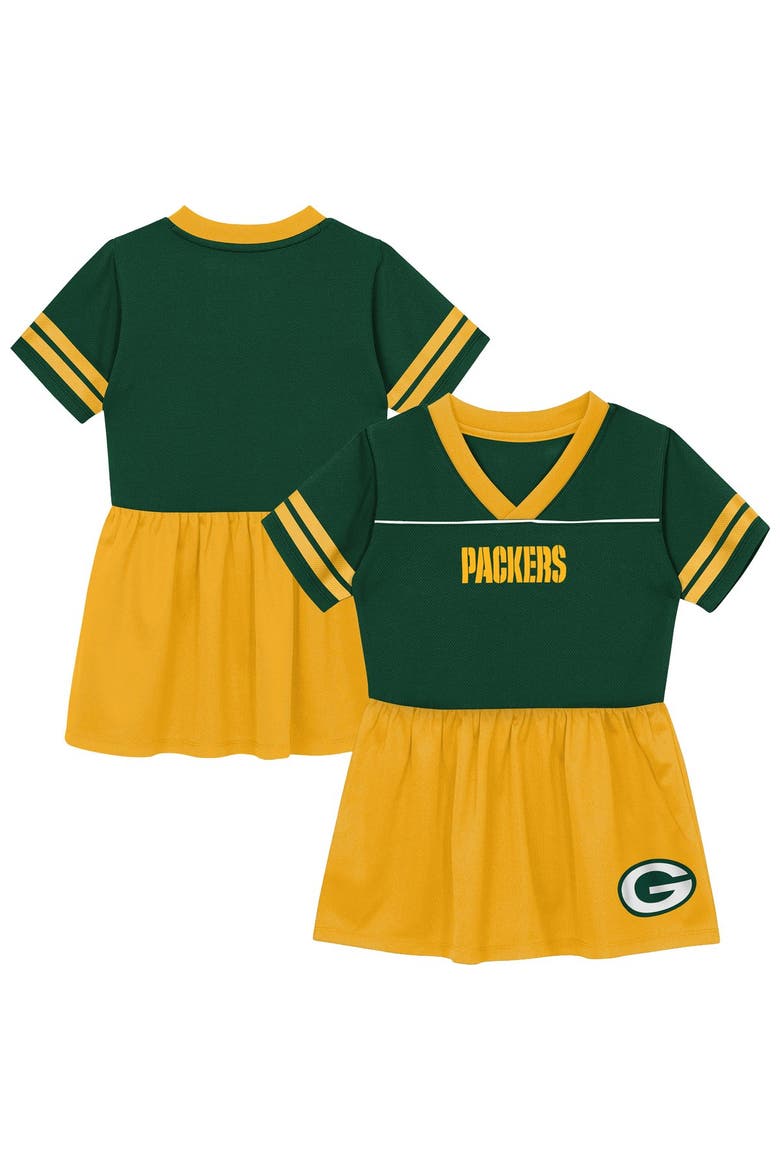 Toddler Outerstuff  Green Green Bay Packers Stadium Lights V-Neck Fashion Football Jersey Dress, Main, color, Green
