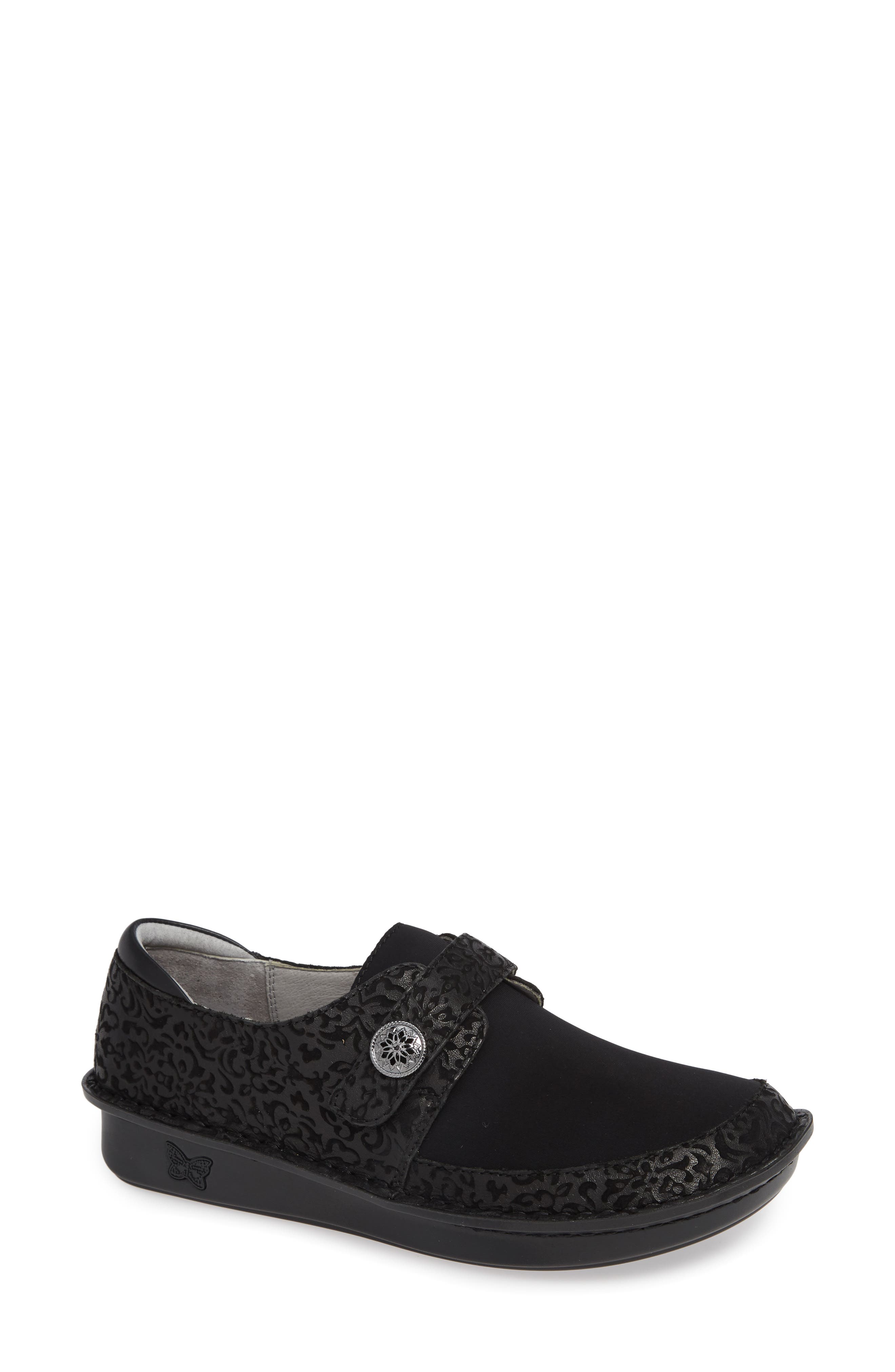 Alegria Brenna Slip-On, Main, color, BLACK LEATHER