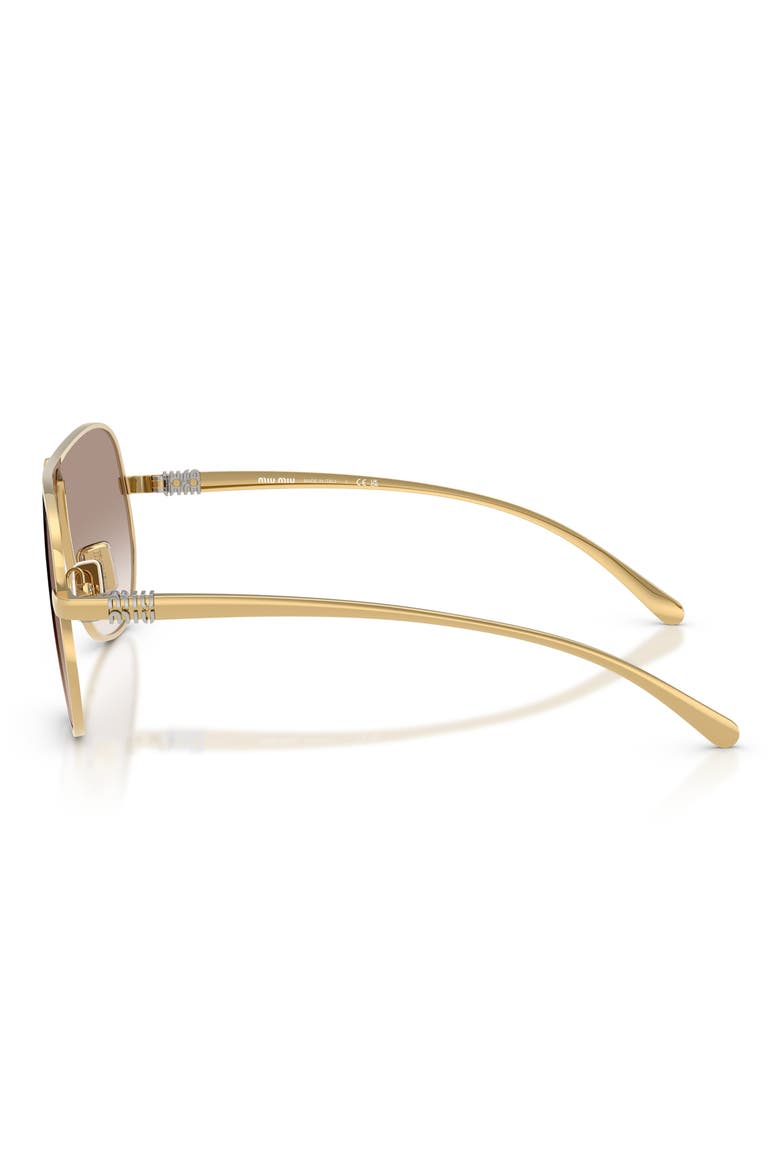 66mm Oversize Pilot Sunglasses, Alternate, color, GOLD/ CLEAR GRADIENT BROWN