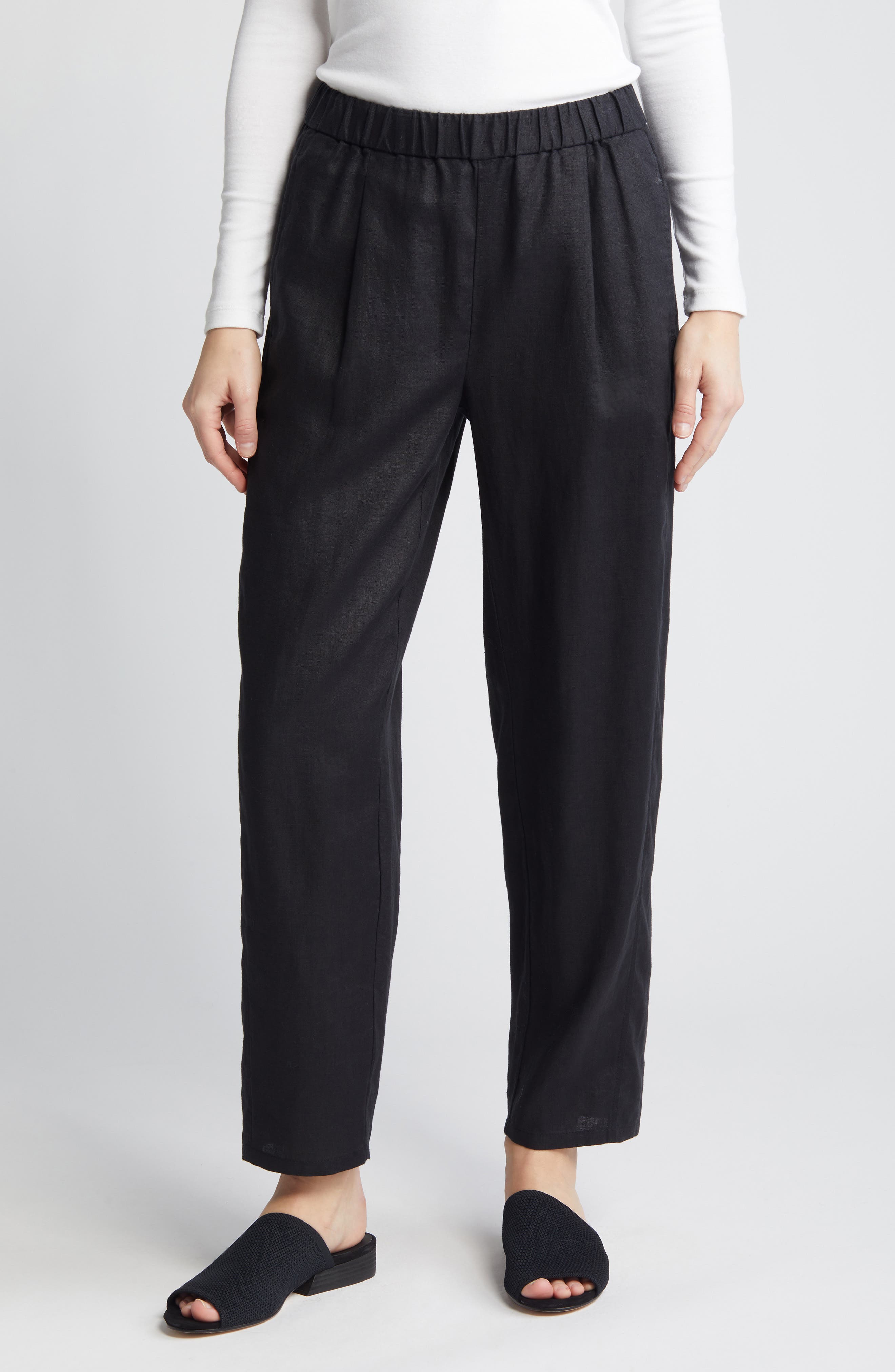 Eileen Fisher Pleated Organic Linen Lantern Pants
