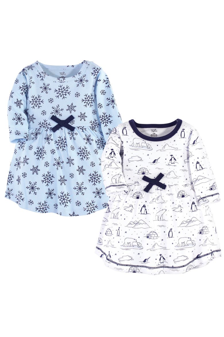 2Pk Long Sleeve Organic Dresses, Main, color, Arctic