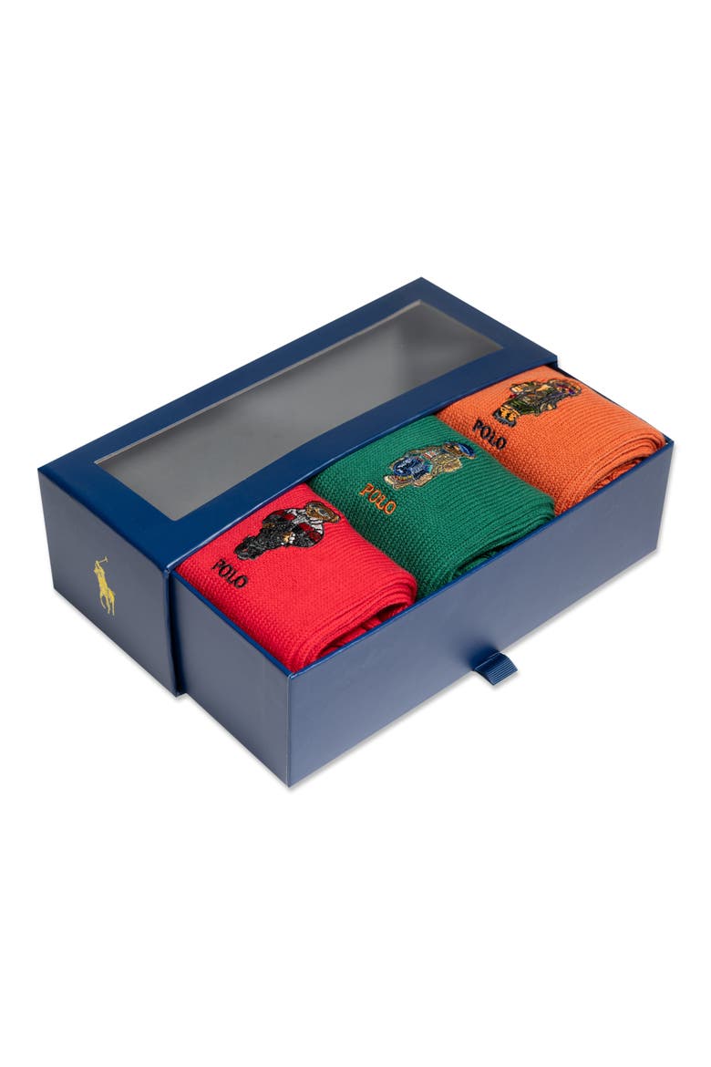 Seasonal Bears 3-Pack Crew Socks, Alternate, color, ORANGE