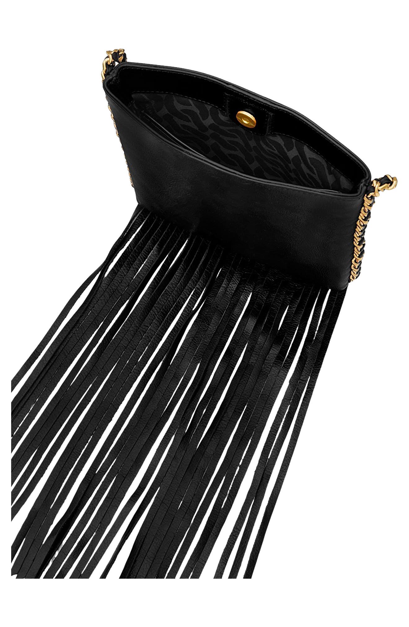 Rebecca Minkoff Carly Fringe Crossbody Bag, Alternate, color, Black