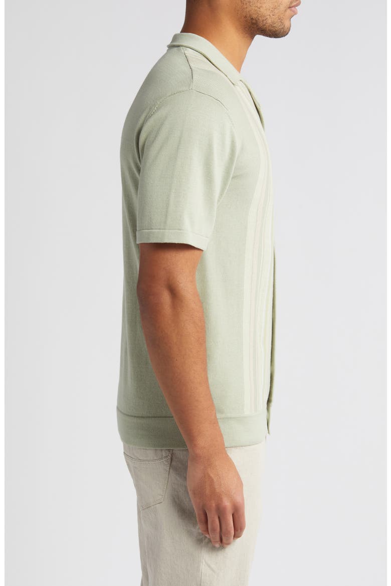 Silas Stripe Cotton Knit Camp Shirt, Alternate, color, SAGE IRIDESCENT MULTI