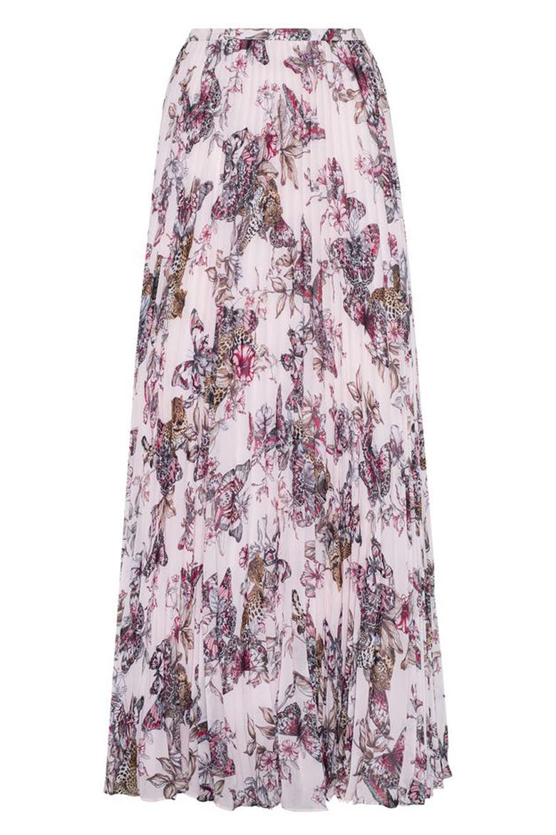 Torin Pleat Maxi Skirt, Alternate, color, PINK BUTTERFLY JUNGLE