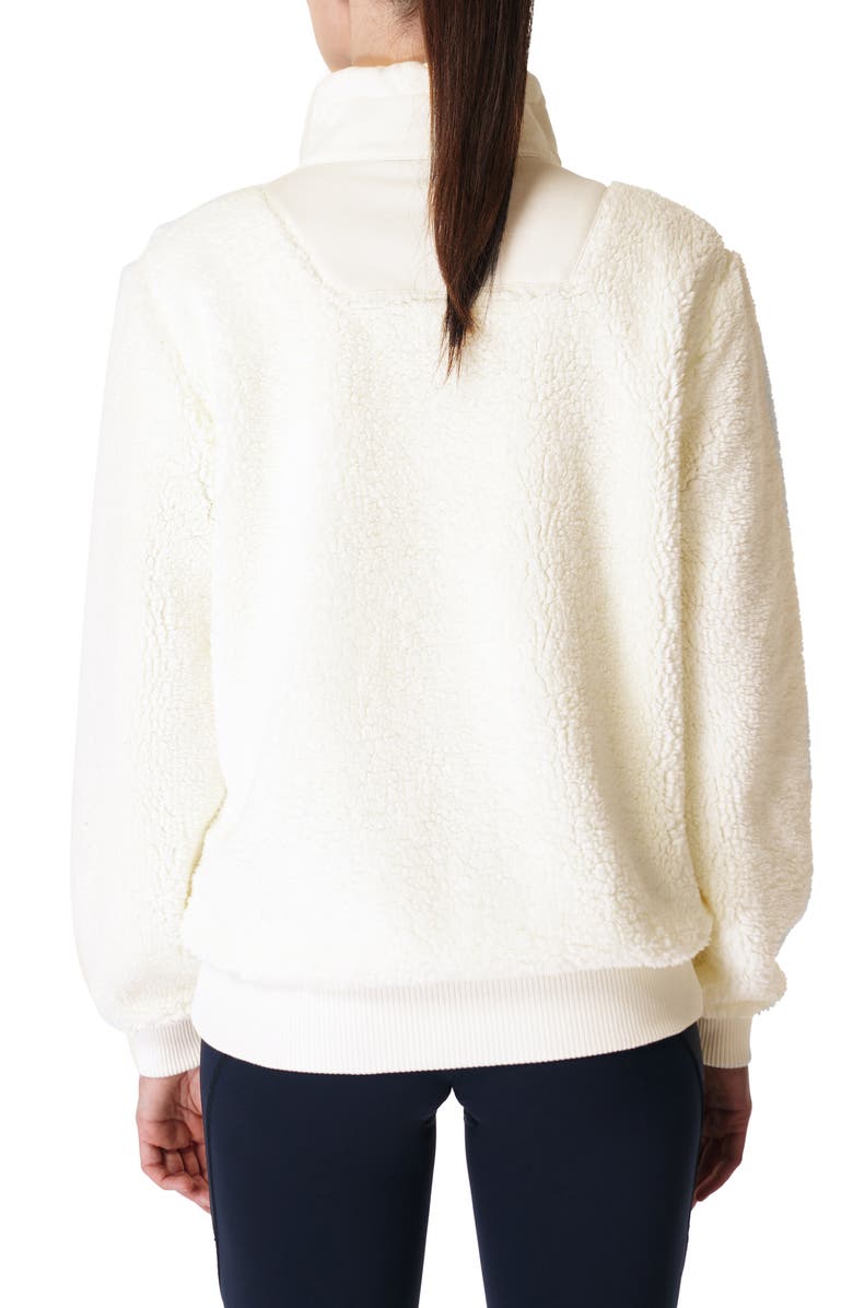 Sweaty Betty Faux Shearling Quarter Zip Pullover, Alternate, color, Lily White