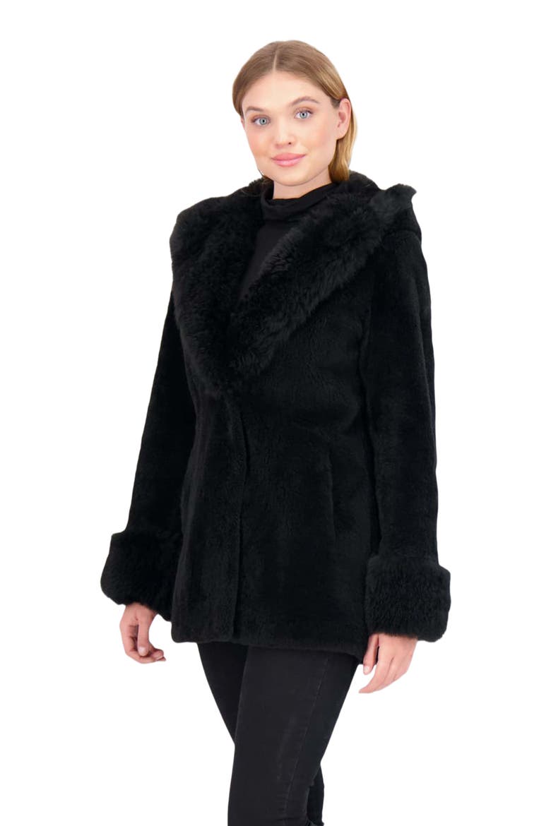 Sheared Genuine Shearling Parka, Alternate, color, BLACK