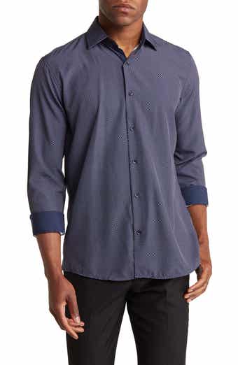 Azaro Uomo Slim Fit Dot Print Performance Button-Up Shirt