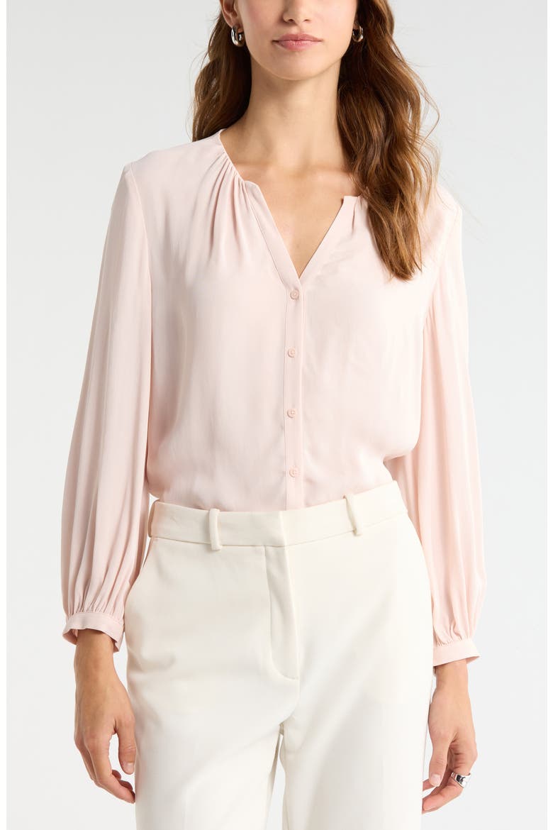 V-Neck Button-Up Top, Main, color, PINK WISP