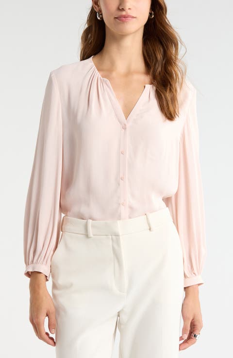 V-Neck Button-Up Top