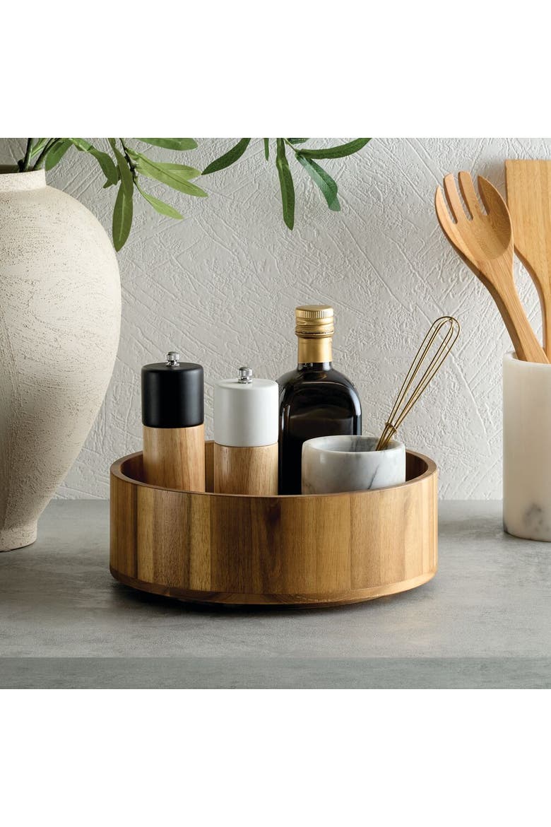 10-Inch Round Acacia Wood Lazy Susan Organizer for Kitchen, Alternate, color, Natural - 1 Pack