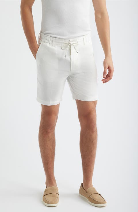 Kane Flat Front Linen Blend Drawstring Shorts