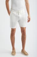 BOSS Kane Flat Front Linen Blend Drawstring Shorts