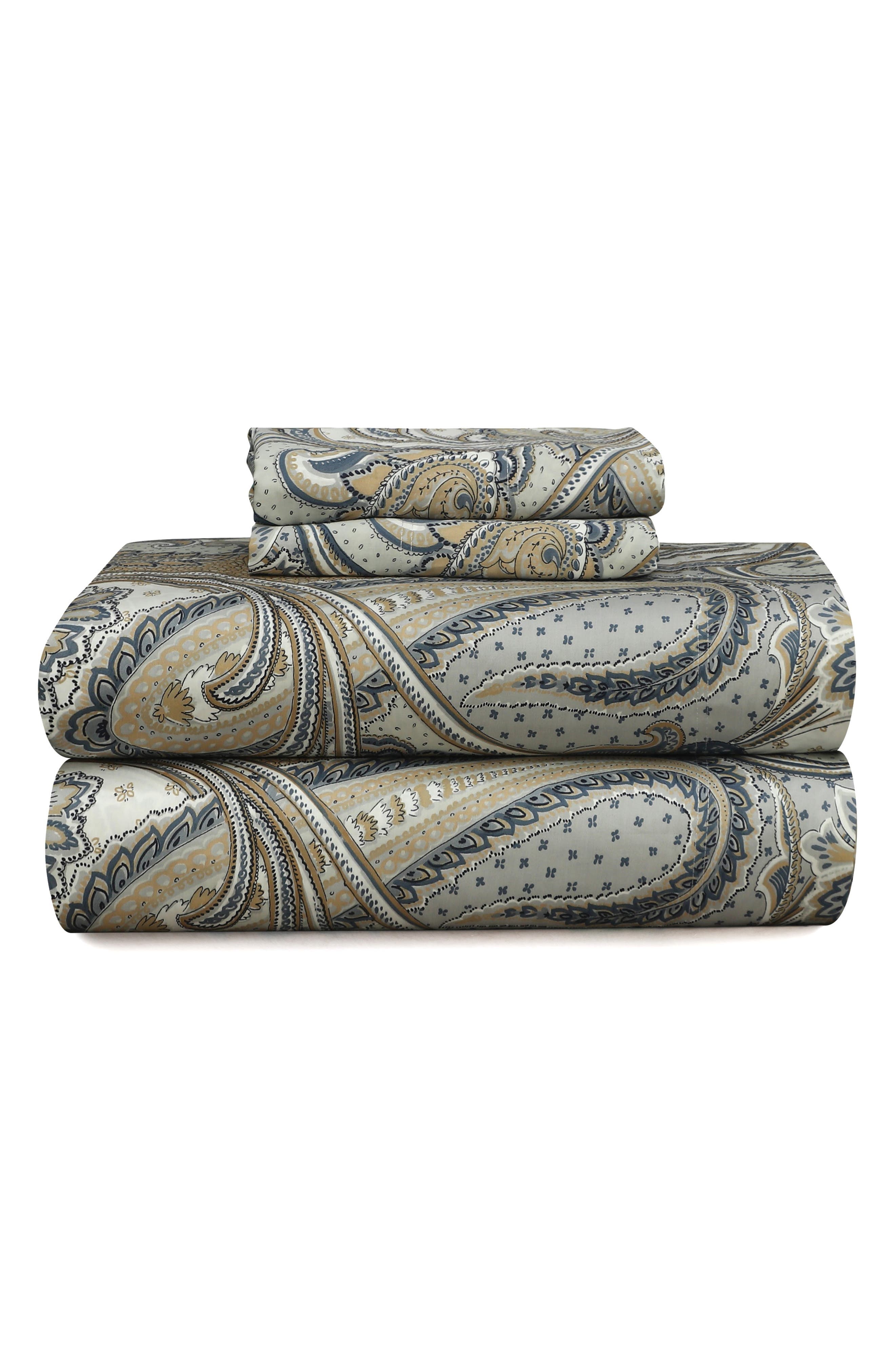 AZORES HOME Paisley Park 300 Thread Count Cotton Sateen Sheet Set